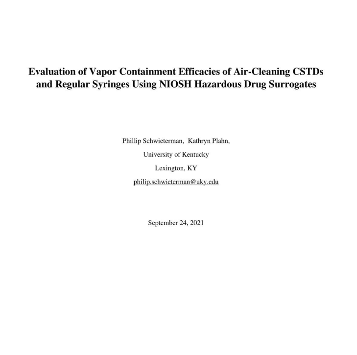 Evaluation of Vapor Containment Efficacies of Air-Cleaning CSTDs and Regular Syringes Using NIOSH Hazardous Drug Surrogates
