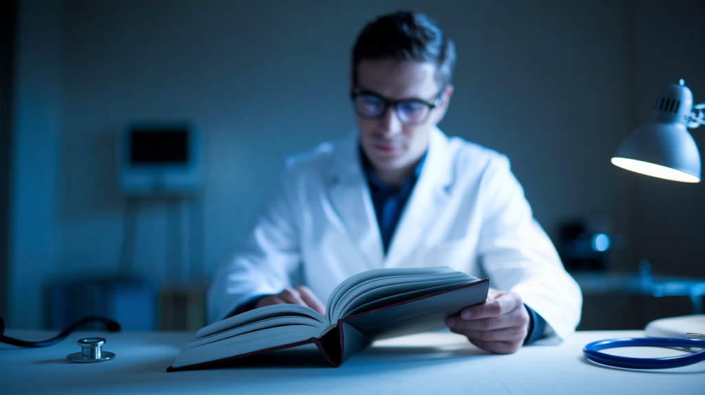Pharmacist reading OSHA EU regulations