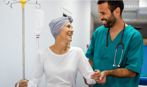 nurse and oncology patient