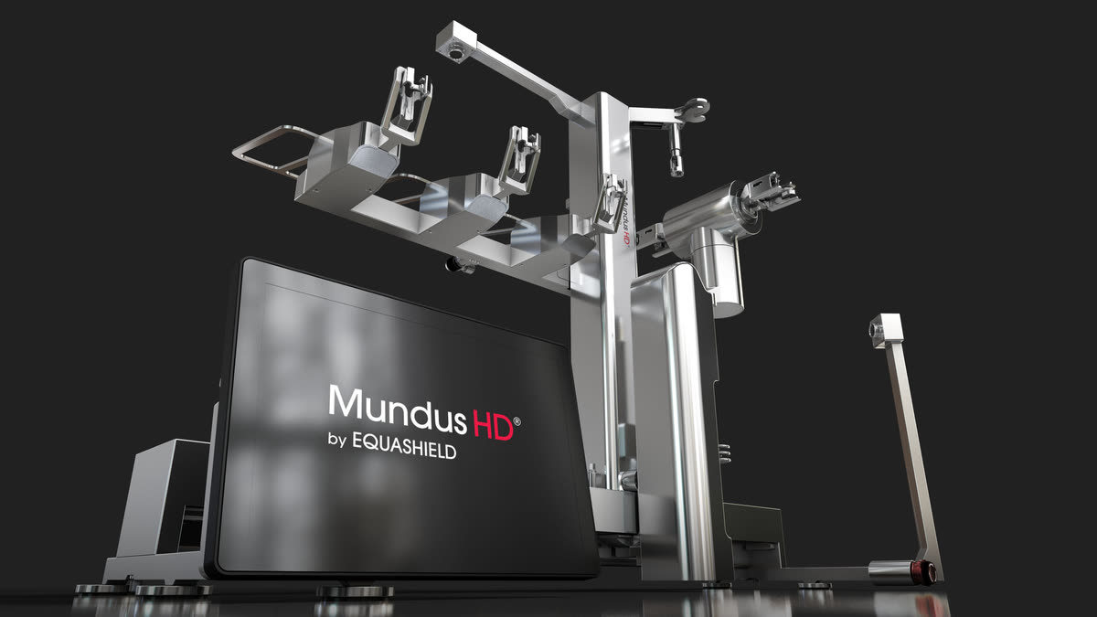Mundus HD seen from a low angle, touchscreen in front